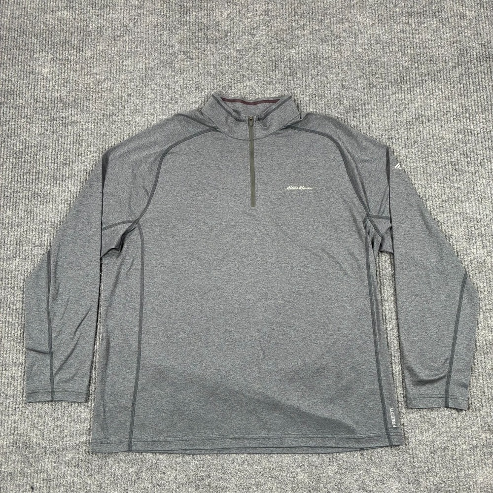 Eddie Bauer Mens XL Gray 1/4 Zip Pullover Performance Golf Shirt Long Sleeve